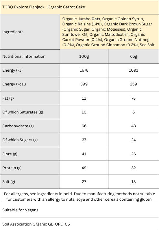 EXPLORE Organic Carrot Cake Flapjack (Box 20)