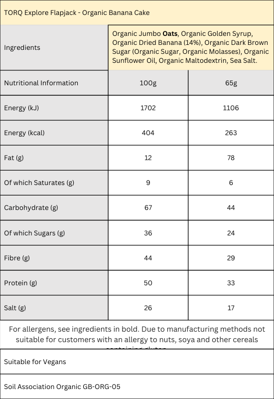 EXPLORE Organic Banana Cake Flapjack (Box 20)