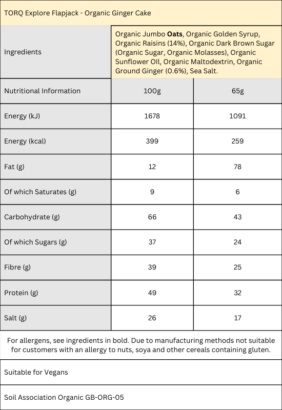 EXPLORE Organic Ginger Cake Flapjack (Box 20)